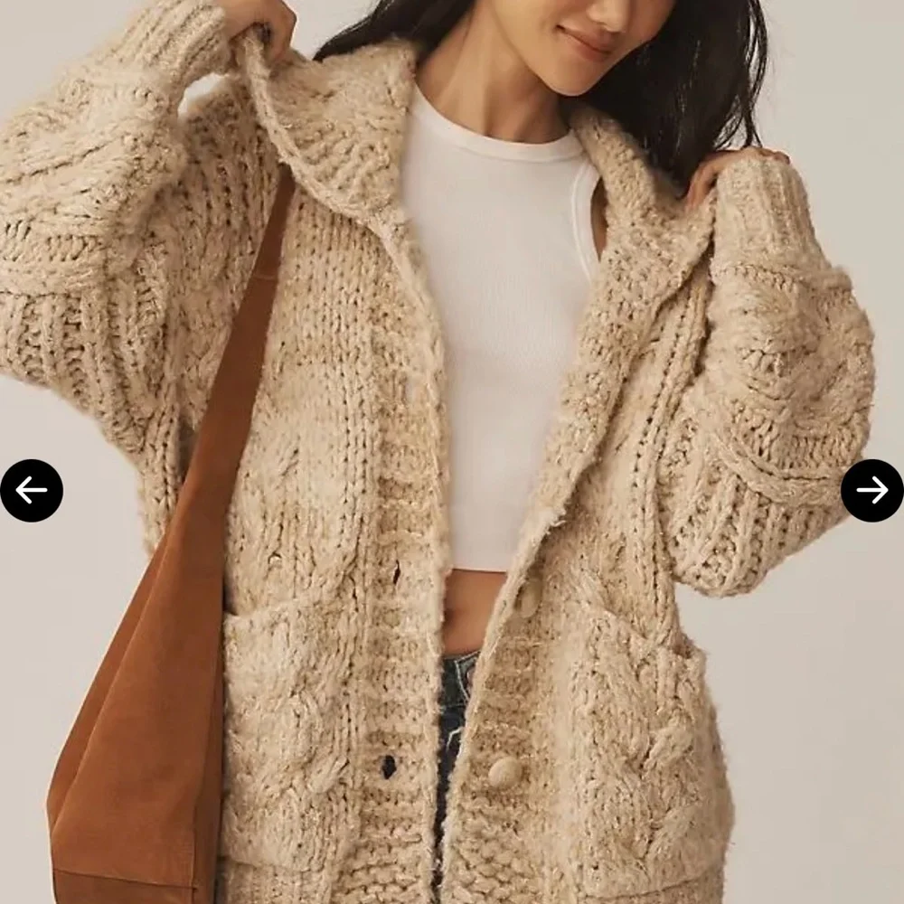 Pilcro Chunky Knit Cardigan in Cream - Picture 4 of 6